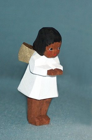 Engel neugierig Mohr von Lotte Sievers-Hahn Krippenfigur mit Baumwollbeutel