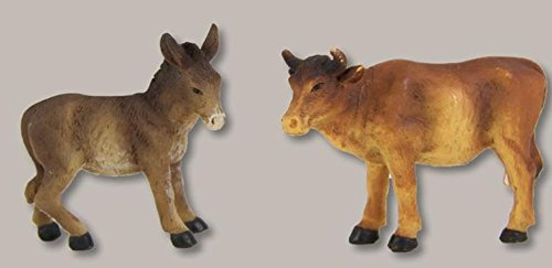 Unbekannt Krippenfiguren Ochs und Esel stehend geeignet für 13cm Figuren