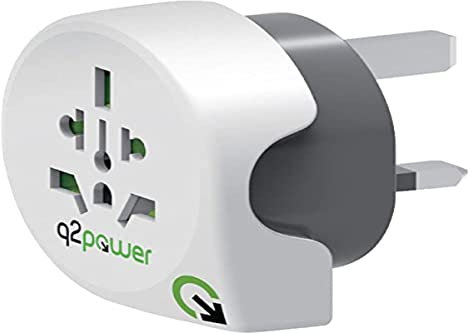 Q2 Power World to UK All-in-One Travel Plug Adapter - White/Grey