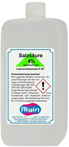 Algin Salzsäure 4% chemisch rein 1 Liter - Lebensmittelzusatz E 507