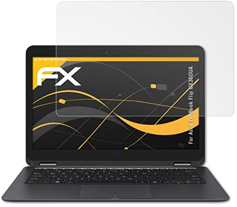 atFoliX Panzerfolie kompatibel mit Asus ZenBook Flip UX360UA Schutzfolie, entspiegelnde und stoßdämpfende FX Folie (2X)