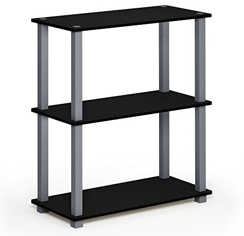 Furinno kompaktes Mehrzweck-Regal mit 3 Ebenen, holz, Schwarz/grau, 28.96 x 59.94 x 75.18 cm