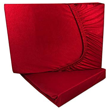 Doppelpack Microfaser Spannbetttuch/Spannbettlaken Rot 90x200-100x200 cm - Rundumgummi (rot, 90-100x200 cm)