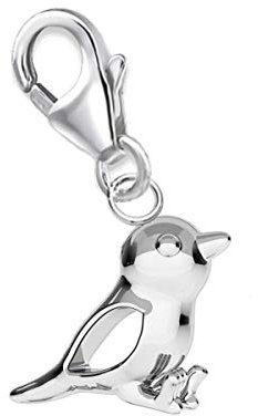 Goldene Hufeisen Mini Vogel Charm Anhänger 925 Silber Spatz für Bettelarmband Charmkette