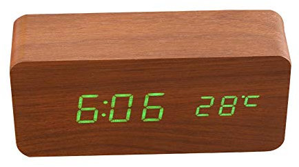 Hölzerne LED Digital Wecker Multifunktionale USB Power Tischuhr Clock mit Temperatur Display für Home Office(#1)