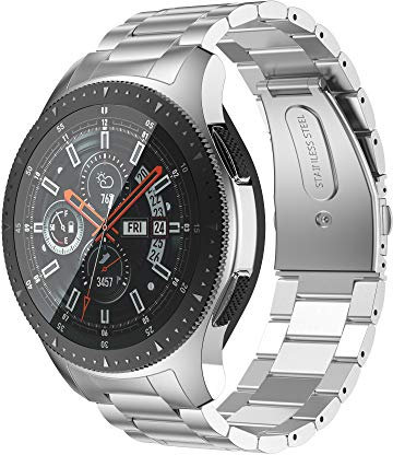 NotoCity Keine Lücke Gear S3 Frontier / S3 Classic/Galaxy Watch 46mm Armband, Ersatzarmband aus massivem Edelstahl für Samsung (Silber)