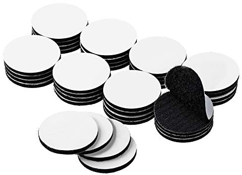 36 Pack Heavy Duty Hook and Loop Coin Dots, BRAVESHINE Strong Sticky Back Coins, Self Adhesive Dots Tapes, Super Sticky Round Sticky Pads for Carpets,Mats,Photo,Craft,DIY Projects (Round 38mm, Black)