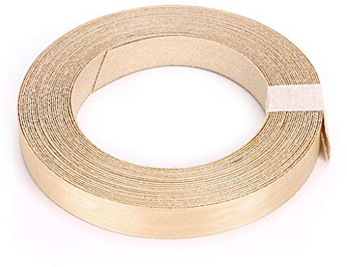 Skelang Chapa de madera, Chapa de madera, Banda de borde fusible de melamina, 19 mm × 15 m para estante, gabinete, marco de puerta,abedul