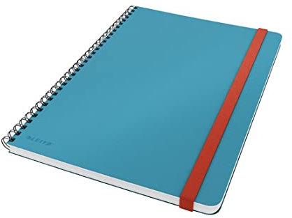 Leitz linierter Collegeblock mit Hardcover, großes B5-Format (Tablet, iPad), 80 Blatt, 160 Seiten, Spiralgebunden, 100 g/m² Papier FSC-zertifiziert, Soft Touch, Für Büro, Studium, Blau, Cosy, 45270061
