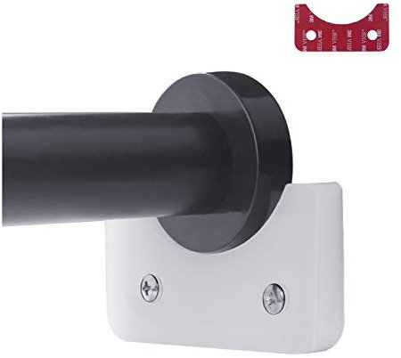 TIUIHU 2 Pieces Shower Curtain Rod Holder, Universal Acrylic 3M Adhesive Wall Mount Holder for Shower Curtain Pole (Shower Curtain Rod Not Included) (White)