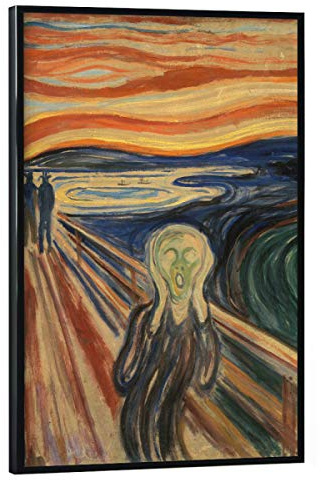 artboxONE Poster mit schwarzem Rahmen 60x40 cm Natur Der Schrei von Edvard Munch - Bild Edvard Munch Famous gemälde