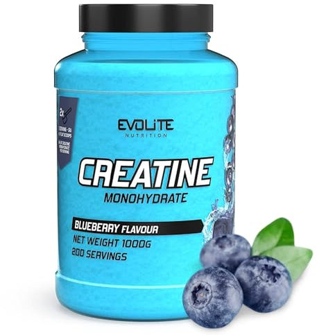 Creatin Monohydrat 1kg - Taurin Kreatin Pulver, Pre Workout - 200 Portionen - Perfekt Löslich, Vegan & Mikronisiert, 6 Monate Vorrat - Evolite Nutrition