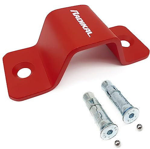 RADIKAL RK544R Bodenanker für Kette, Sicherheitsschloss bis Ø 40, hohe Sicherheit, besser sichtbar, 2 Dehnschrauben, Diebstahlsicherung, Anker, Wand, Parkplatz, Garage, Motorrad, Anhänger, Roller,