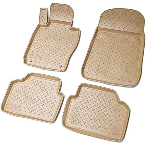 Recambo 3D Gummi Fußmatten kompatibel für BMW 3er E90 E91 Limo Touring BJ 2005-2012 | Auto Gummimatten | Passgenau | mit Rand | beige