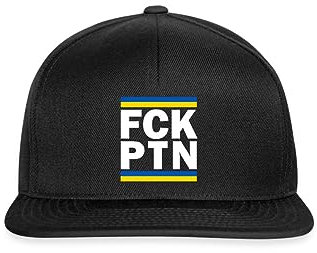 Spreadshirt FCK PTN Putin Ukraine Statement Snapback Cap, One Size, Schwarz/Schwarz