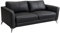 Vente-unique-Ledersofa 3-Sitzer - Schwarz mit Grauer Ziernaht - BATUCO