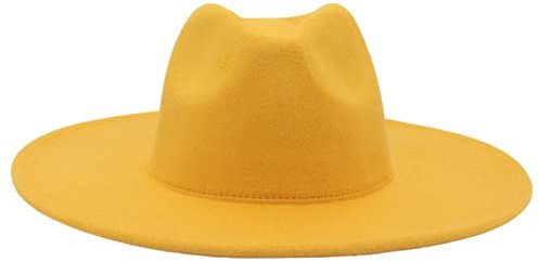 Faringoto Fedora-Hut für Damen, Winter, luxuriös, für Damen, gelb, Einheitsgröße