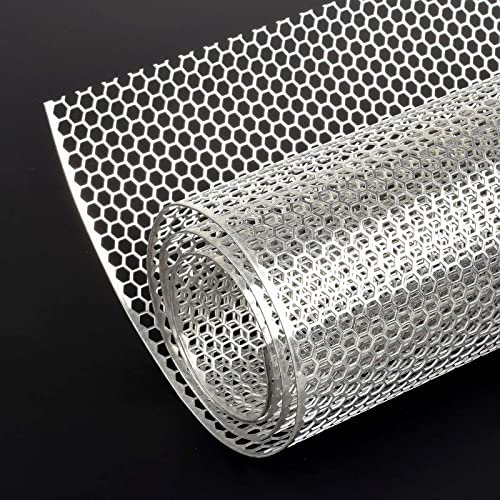 AggAuto 120×40cm Plateado Rejilla de carreras, Tamaño del Panal de abeja de 6×1mm, rejilla estirada de aleación de aluminio, ajuste universal rejilla del radiador del automóvil