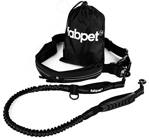 Fabpet Hands Free Hundeleine Für Laufen, Gehen Und Joggen - Starke Dual D-Ring Design Bis Zu 60kg, Verstellbare Gürtel Mit Integrierter Tasche