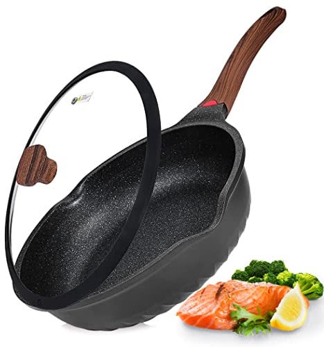 Vinchef Antihaft-Bratpfanne mit Deckel, 30,5 cm/5,5 Qt Bratpfanne, deutsche 3C+ Keramikbeschichtungstechnologie, Hitzeindikator, induktionsgeeignet