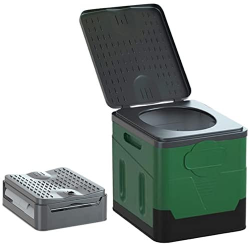 Ghzste Tragbare Campingtoilette,Faltbare Outdoor-Nottoilette mit Deckel, Tragbares Töpfchen, Klapptoilette, Auto Reise WC, Wandern, Camping, Boot, Auto, Reisen(Grün)