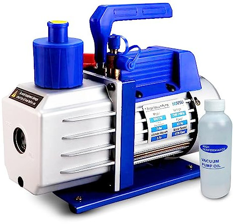 Hiatsu Vakuumpumpe 7CFM Wärmepumpe Einstufige Mini Split 5Pa Drehschieber Economy Vakuumpumpe 1/4HP Klimaanlage Kältemittel HVAC Air Tool R410a mit Ölflasche 1/4 Zoll männlicher Einlassanschluss