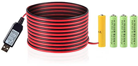 USB AAA Battery Eliminator Replace Kit 5V to 6V Boost Power Supply Converter 4 AAA Connect Cable 78INCH (4AAA-6V)