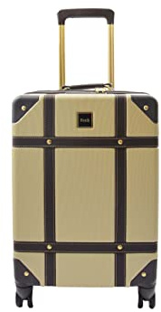 House Of Leather Retro 8 Räder Spinner Reisekoffer Gepäck Hartschalen London, gold, SMALL: 55 x 35 x 22cm, 3kg, Hartschalengepäck mit Spinnrollen