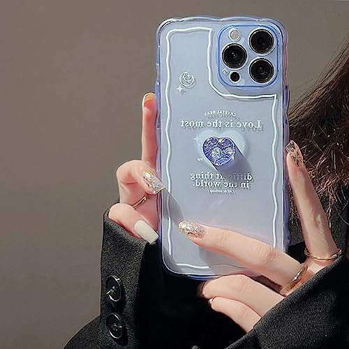 Emlivi Handyhülle Kompatibel iPhone XS Hülle Flash Schmetterling Blume Transparent Schutzhülle Aesthetic Frauen Mädchen 3D-Muster Glitzer Kristall Weiche TPU Case Cover für iPhone X, Blau Liebe