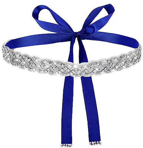 Amaxiu Damen Kristall Hochzeit Gürtel,Braut Strass Hochzeitsgürtel Kristallgürtel Glitzerndes Band leichter Damengürtel für Kleid, Abendkleid Brautkleid glänzender Party Taillengürtel (Blau)