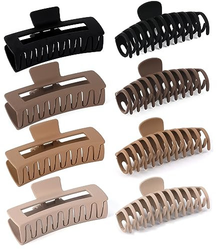 Zou.Rena Große Haarklemmen für dickes Haar, 13cm Jumbo große Haarklemmen für Frauen lockiges langes glattes Haar, starke XL übergroße Haarklemme,Large Claw Clips (5 inch Neutral)