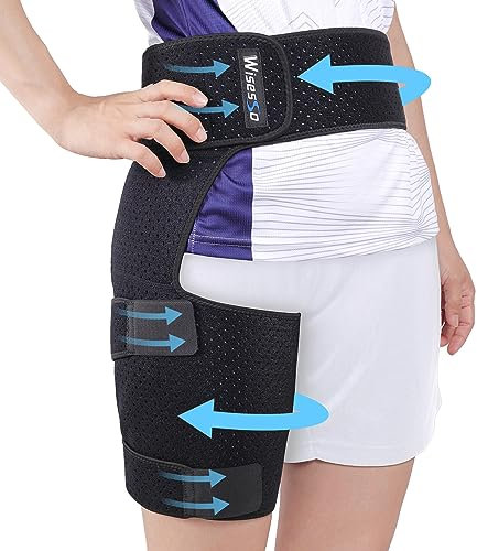 Wisesso Hüftbandage für Ischias, Hip Flexor Kompressionsbandage für Ischias-Schmerzlinderung, Hüftstütze für Leiste, Oberschenkel, Oberschenkel, Oberschenkel, gezogene Muskelverletzung,