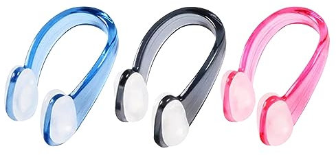 UAMLVCN Nasenklammer Schwimmen, 3 Stück Anti-Rutsch Nasenklammer zum Schwimmen, Nasenklammer Schwimmen Kinder für Erwachsene Kinder Unisex Anfänger Profischwimmer (Schwarz&Blau&Rosa)