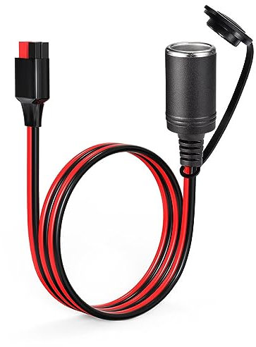 ELFCULB Anderson auf Zigarettenanzünder Buchse Kabel,12AWG Anderson 45A Stecker auf 12V Auto Zigarettenanzünder für Powerstation(60cm)
