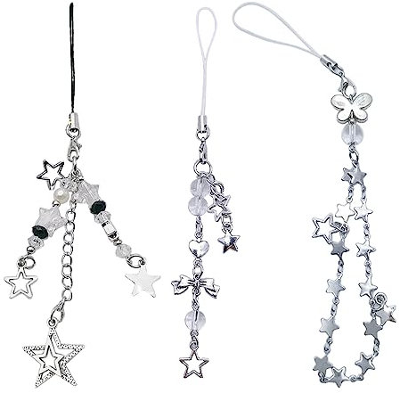 3er-Pack Stern-Handy-Anhänger, Schlüsselanhänger, Taschenzubehör, Stern-Handy-Gurt, niedlicher Handy-Schmuck, Legierungsmaterial für Modeliebhaber
