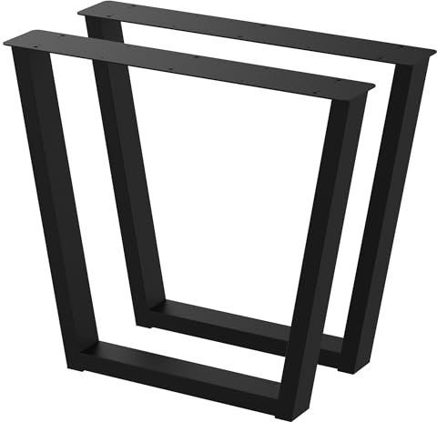 BK Styl 2 Stück Tischbeine aus Metall V2-Form | Tischgestell aus 80x40mm Profilen | Tischkufen Tischfüße Möbelbeine für Schreibtische & Esstische I Stahl Pulverbeschichtet I DIY (815x720mm Black)