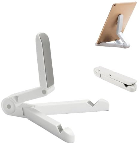 BAOWUABJ Tablet Stands and Holders Adjustable,iPad Stand, Portable Tablet Stand Holder for iPad, Kindle Fire Tablets, Desktop Mobile Phone Stand (White)