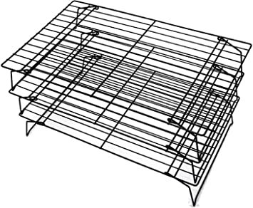 Juego de dos rejillas for galletas de tres niveles, juego for hornear, rejilla for enfriar pan de acero al carbono, rejilla for enfriar pasteles de tres niveles (Size : 40cm)
