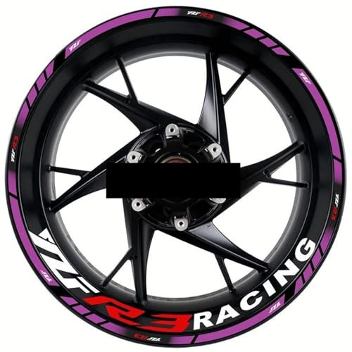 Radform Motorrad Aufkleber Dekorative Radnabe Für YZF R3 YzfR3 Felge Reflektierende Wasserdichte Aufkleber(Color:Purple)