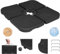 WOLTU Base de Sombrilla de 4 Piezas, Soporte de Sombrilla de 60 L/80 kg, Soporte Parasol HDPE, Base Rellenable con Arena o Agua, Soporte de Parasol con Conector Metálico, Cuadrado, Negro