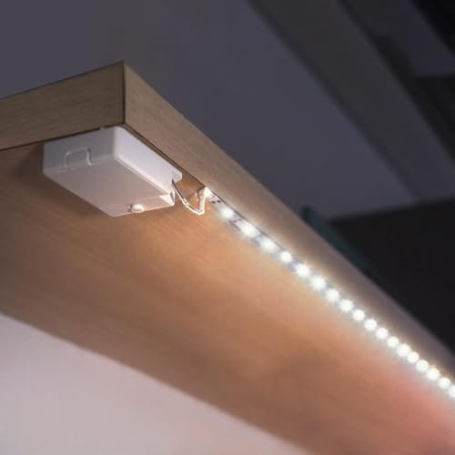 Battery Powered LED Strip Lights, 3 Pack 40 Inch Cordless White LED Light Strips for Shelves and Under Cabinet Indoor Use, Battery Operated LED Strip Lights, Cool White 6500K