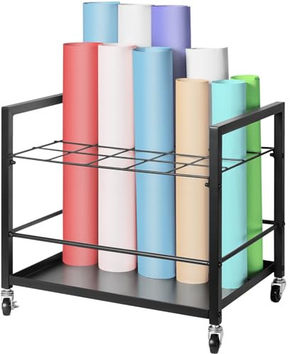 VEVOR Estante de Almacenamiento de Planos Soporte de Planos de 20 Ranuras con Ruedas Carrito de Almacenamiento de Planos de Metal Móvil para Mapas, Carteles, Planes de Construcción Arquitectónica