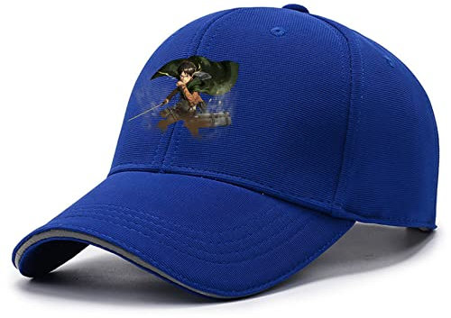 CMJIEFAF Baseballmützen Herren Zum Thema Attack On Titan Verstellbare Baseballmütze Mit Aufdruck Unisex Laufmütze Golfmütze Klassische Sonnenblende Sportmütze – Geschenk Teenager-Blue||One Size