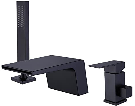 Mitigeur de Baignoire, mitigeur de Baignoire 3 Trous avec douchette extractible, Remplissage de Baignoire, mitigeur de Baignoire