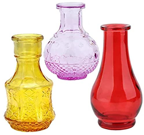 ULDIGI 3-teilige Geprägte Glasvasen Kleine Blumenvasen Vintage-knospenvasen Für Heimdekor Dekorative Glasvasen Für Tafelaufsätze Pflanzen Und Blumendekoration Für Zuhause Und Garten