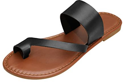 Pantuflas de moda 2024 para mujer, zapatillas de verano de color sólido, con puntera plana, sandalias casuales para calentar el microondas, Black, 40 EU