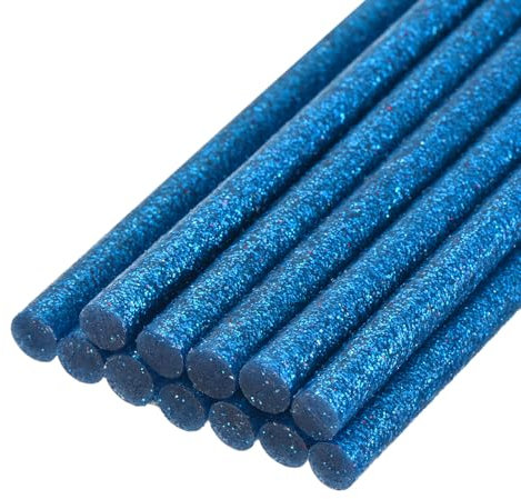 QUARKZMAN 12 Stück Heißklebestifte 11mm x 100mm Heißklebesticks Bunt Heißklebepistole Sticks Heißkleber Klebestifte Klebstoff für DIY Kunsthandwerk AbdichtungGlitzer Hellblau