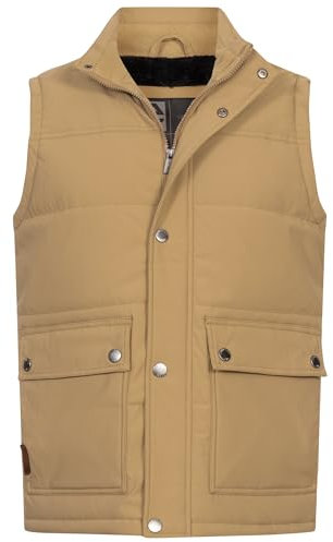 Indicode Herren INBellmil gefütterte Steppweste mit Reißverschluss und Stehkragen | Markenweste für Männer Dark Sand, XXL