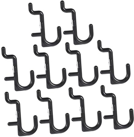 NULYLU 10pcs Hook Storage Rack Pegboard Wall Organizer Push Pin Garage Panel Hooks Peg Board Accessories Hanger Peg Boards Bins Pegboard Attachments Hook Hanging Hangers Plastic Black