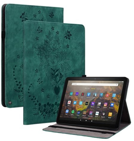 Jenyoog for Amazon Kindle Fire HD 8 Tablet & HD 8 Plus Case (2024/2022/2020 Release) 12th/10th Generation,Multi-Angle Stand Cover with Auto Wake/Sleep & Pen Holder & Card Slots (Green)